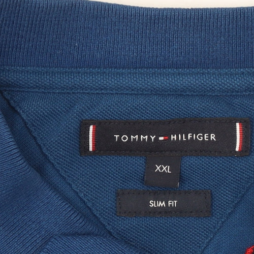 Tommy Hilfiger Men's Blue 2XL Slim Fit Cotton Polo Shirt
