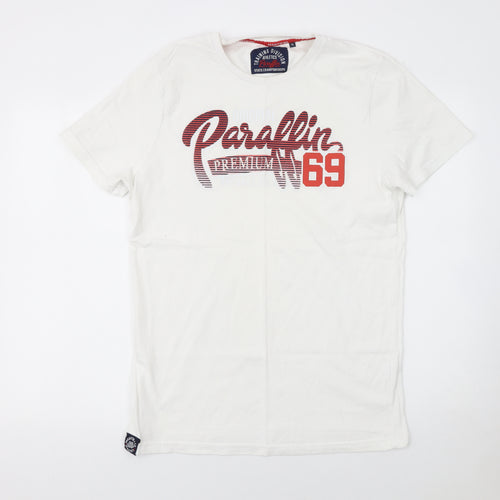Paraffin Mens White XL Graphic Print Crew Neck T-Shirt
