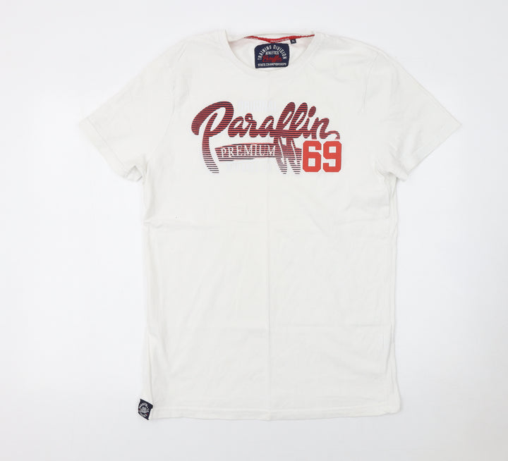 Paraffin Mens White XL Graphic Print Crew Neck T-Shirt