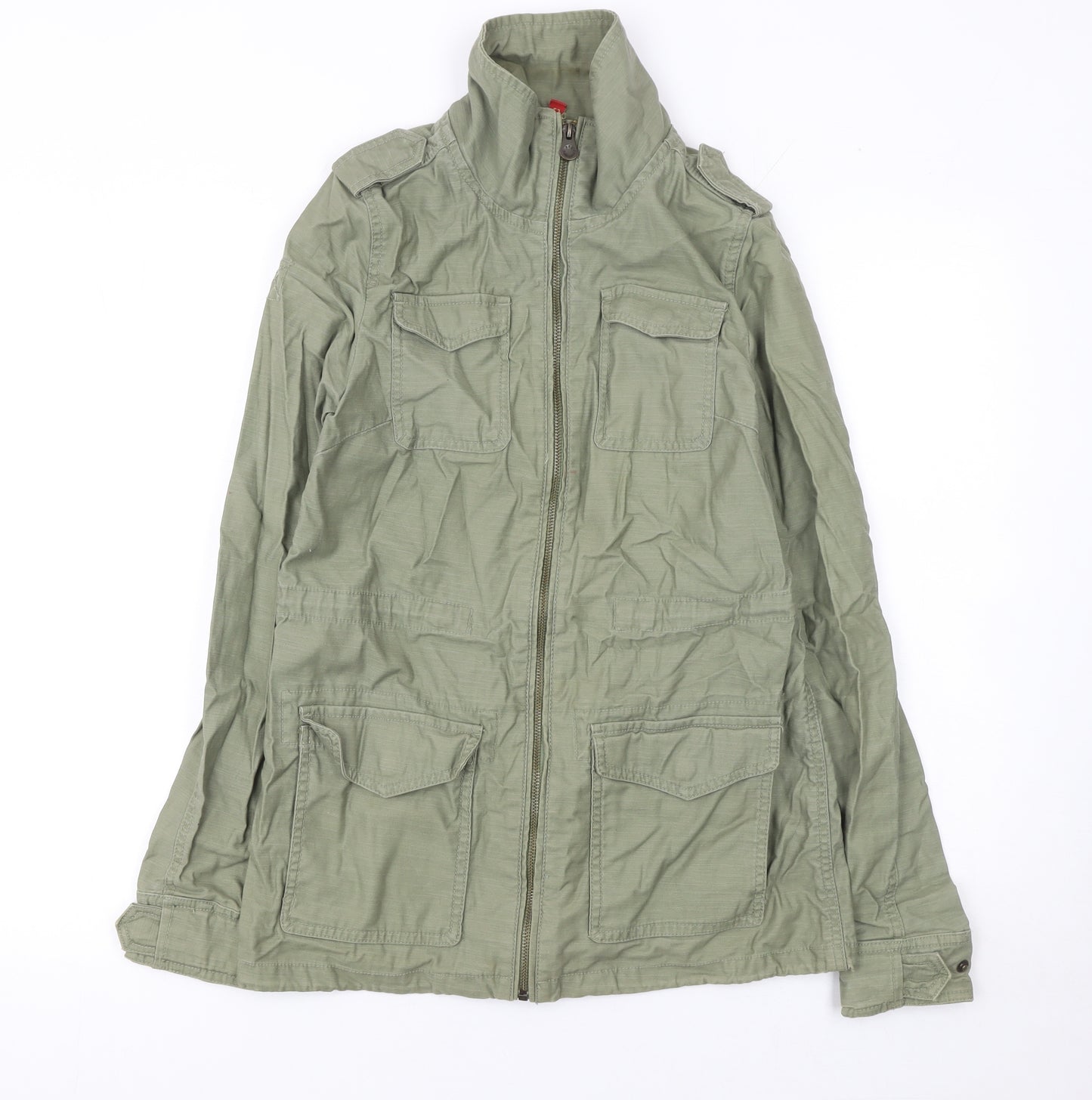 H&M Women's Green Cotton Military Jacket Size 8 Regular