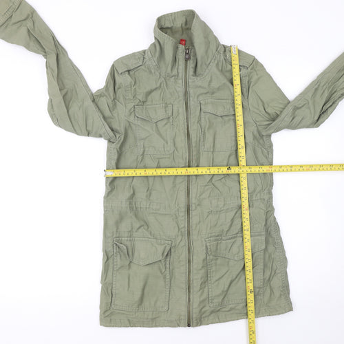 H&M Women's Green Cotton Military Jacket Size 8 Regular