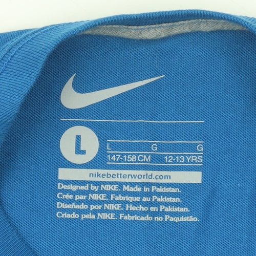 Nike Boys Blue Graphic Logo T-Shirt 12-13 Years Short Sleeve Cotton