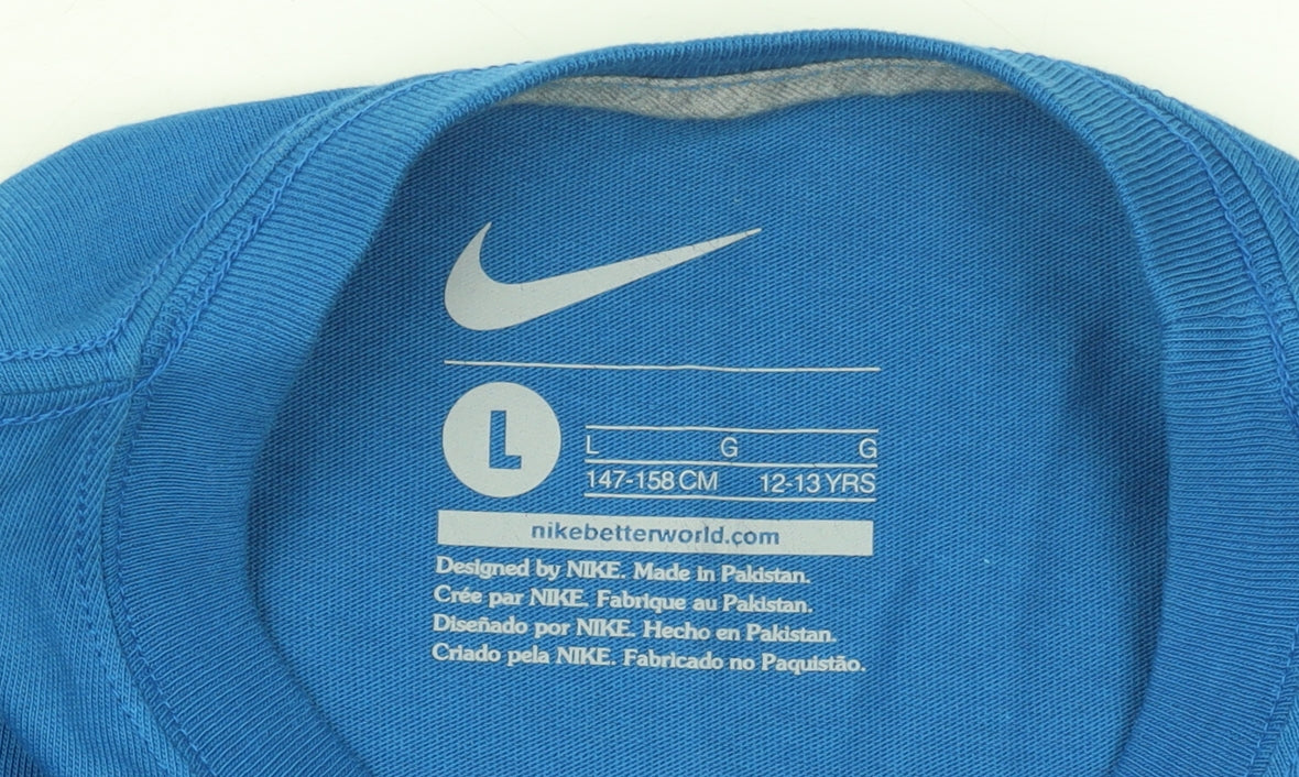 Nike Boys Blue Graphic Logo T-Shirt 12-13 Years Short Sleeve Cotton