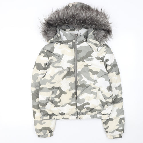 Girls 915 Generation Camouflage Hooded Puffer Jacket 12-13 Years Multicoloured