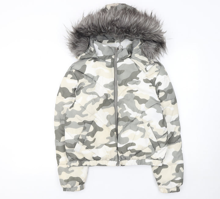 Girls 915 Generation Camouflage Hooded Puffer Jacket 12-13 Years Multicoloured