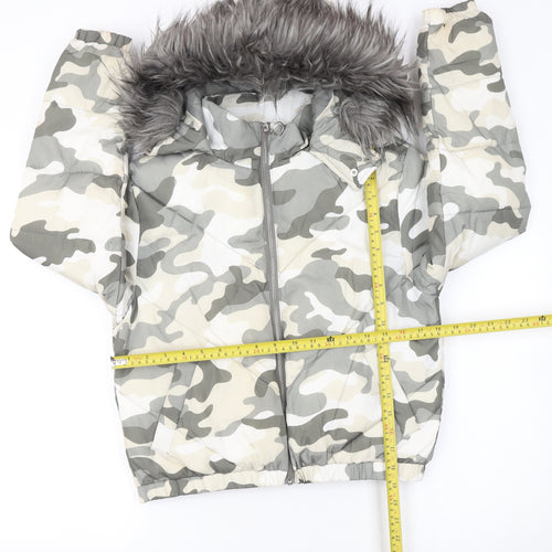 Girls 915 Generation Camouflage Hooded Puffer Jacket 12-13 Years Multicoloured