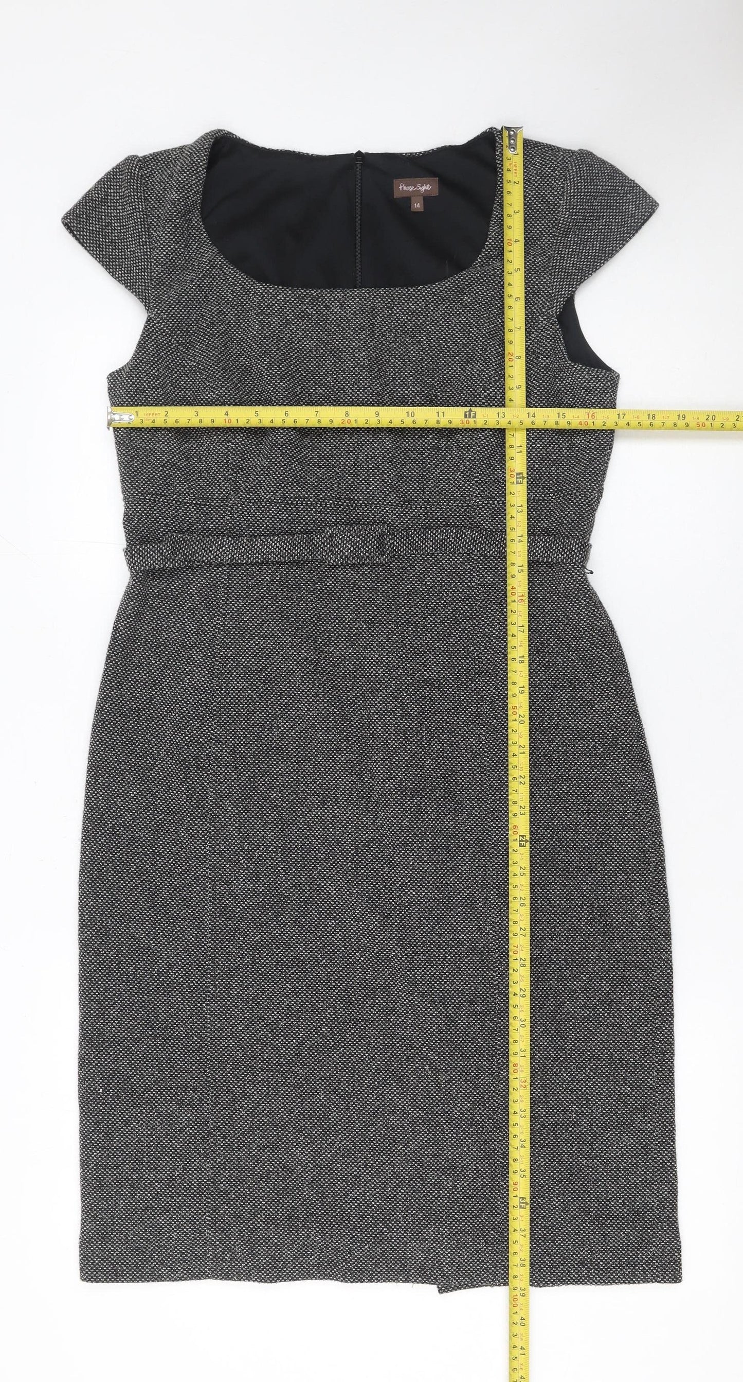 Phase Eight Women's Grey Knee Length Sheath Dress Size 14