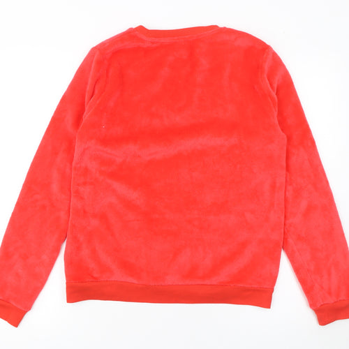 Savida Womens Red Fleece Sequin Animal Top Size 12 Winter