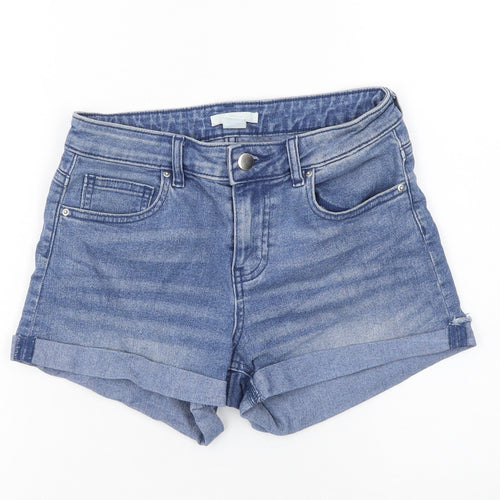 H&M Women's Blue Denim Shorts Size 4 Regular Fit Mid Rise