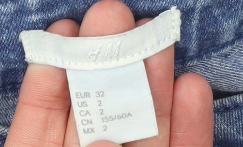 H&M Women's Blue Denim Shorts Size 4 Regular Fit Mid Rise