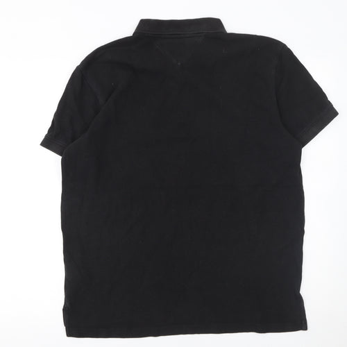 Tommy Jeans Men's Black XL Polo Shirt 100% Cotton Logo Embroidered