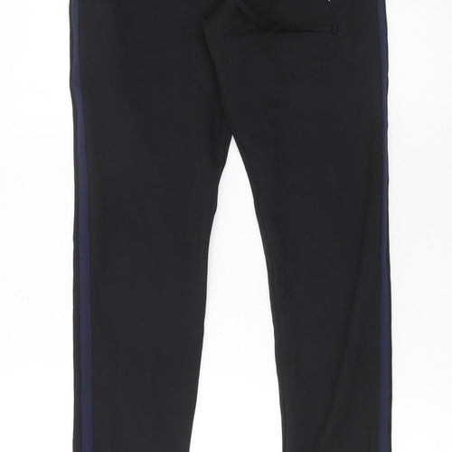 Hermano Men's Black XS Slim Joggers with Blue Stripe Detail