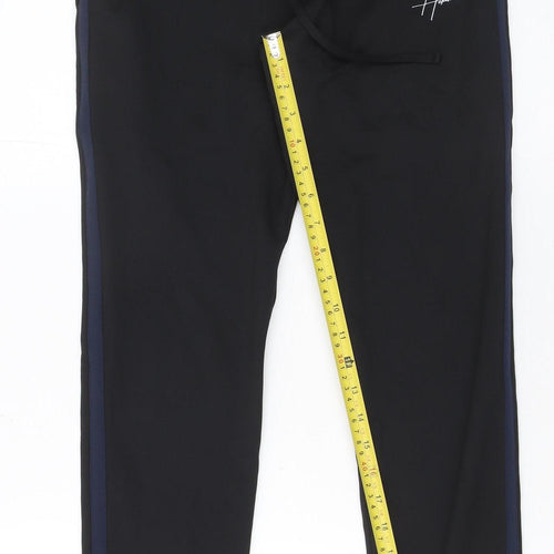 Hermano Men's Black XS Slim Joggers with Blue Stripe Detail