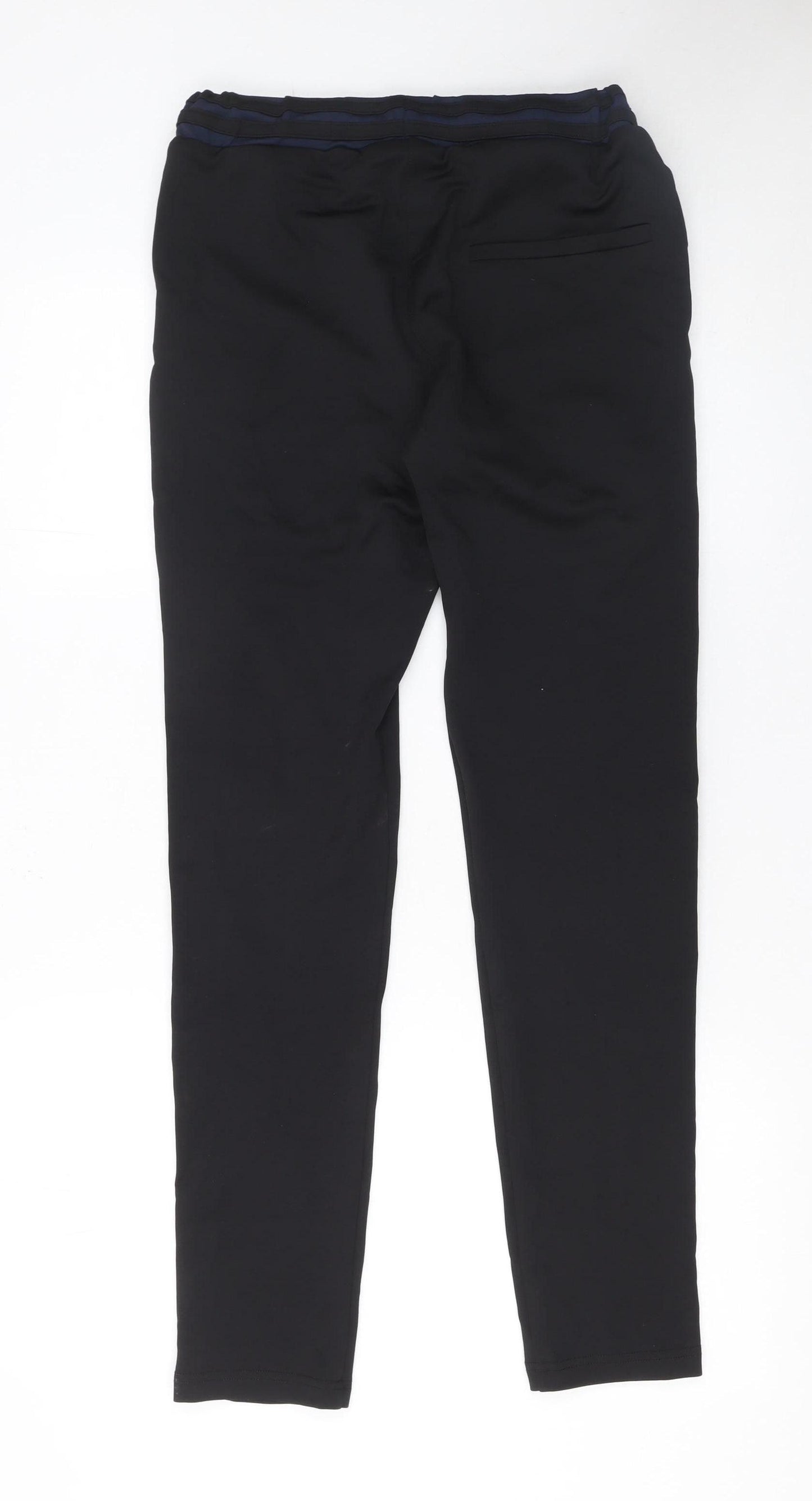 Hermano Men's Black XS Slim Joggers with Blue Stripe Detail
