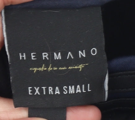 Hermano Men's Black XS Slim Joggers with Blue Stripe Detail