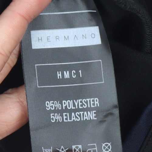 Hermano Men's Black XS Slim Joggers with Blue Stripe Detail