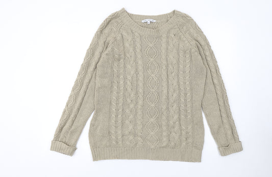 Store Twenty One Women Beige Cable-Knit Acrylic Jumper Size M