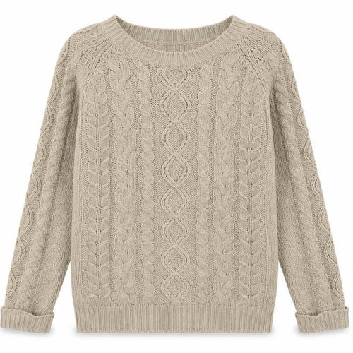 Store Twenty One Women Beige Cable-Knit Acrylic Jumper Size M