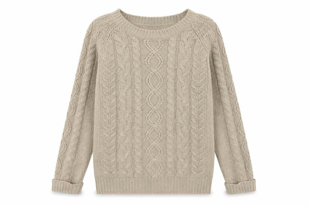 Store Twenty One Women Beige Cable-Knit Acrylic Jumper Size M