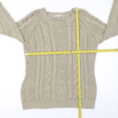 Store Twenty One Women Beige Cable-Knit Acrylic Jumper Size M