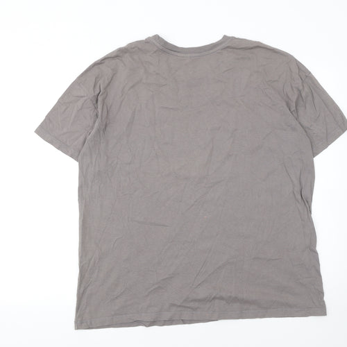 Bershka Men's Grey Dragon Graphic Short Sleeve T-Shirt Size S
