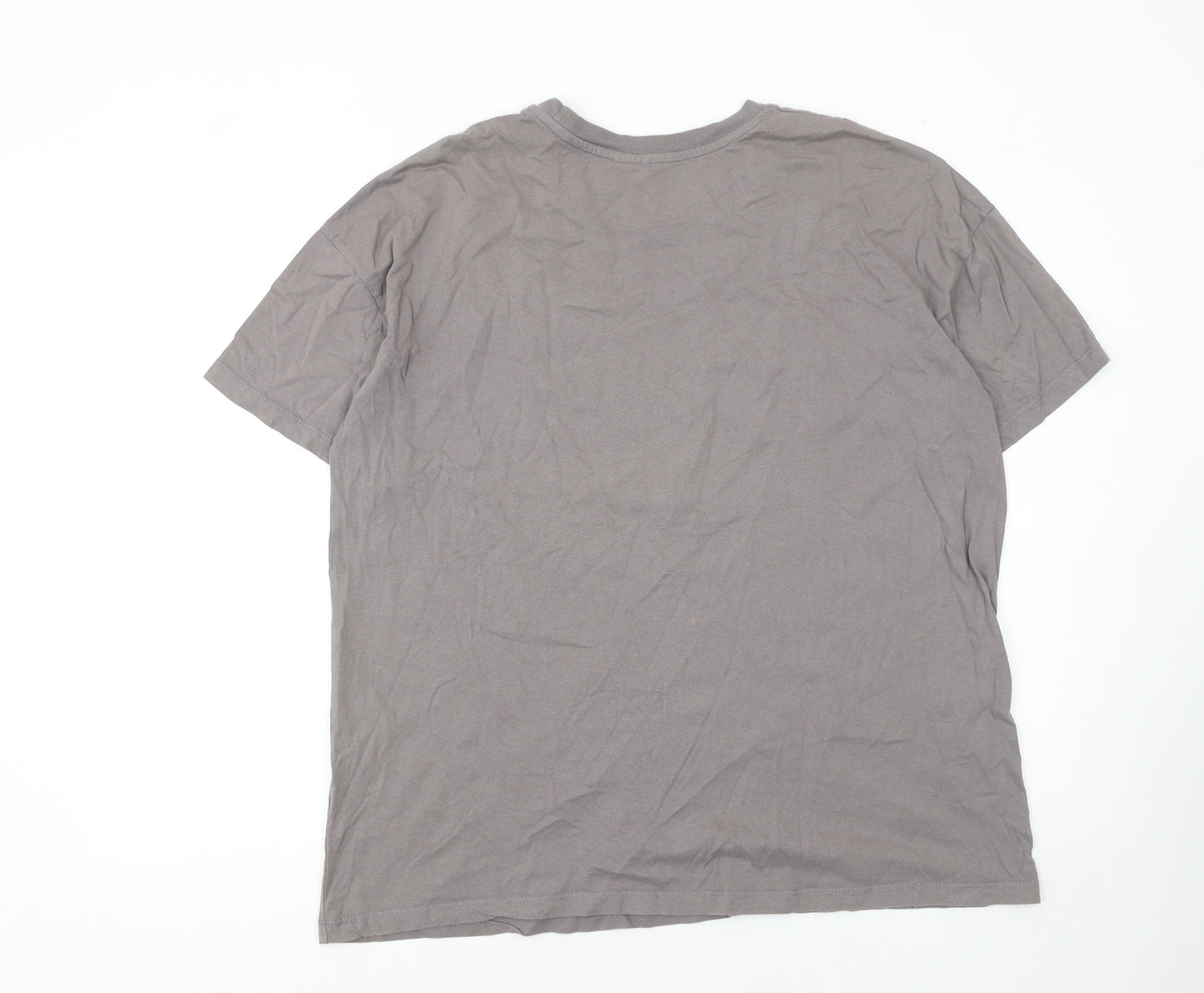 Bershka Men's Grey Dragon Graphic Short Sleeve T-Shirt Size S