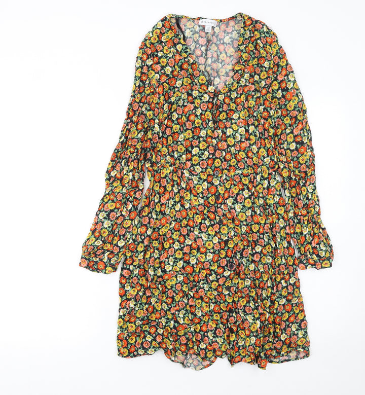 Warehouse Women’s Multicoloured Floral Fit & Flare Viscose Dress Size 12