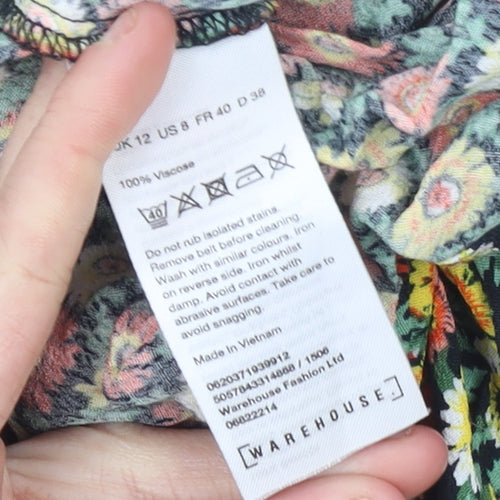 Warehouse Women’s Multicoloured Floral Fit & Flare Viscose Dress Size 12