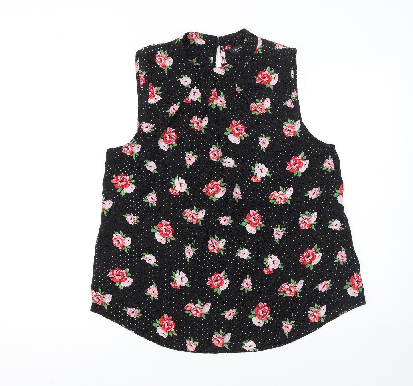 Dorothy Perkins Women's Black Floral Sleeveless Tunic Blouse Size 16