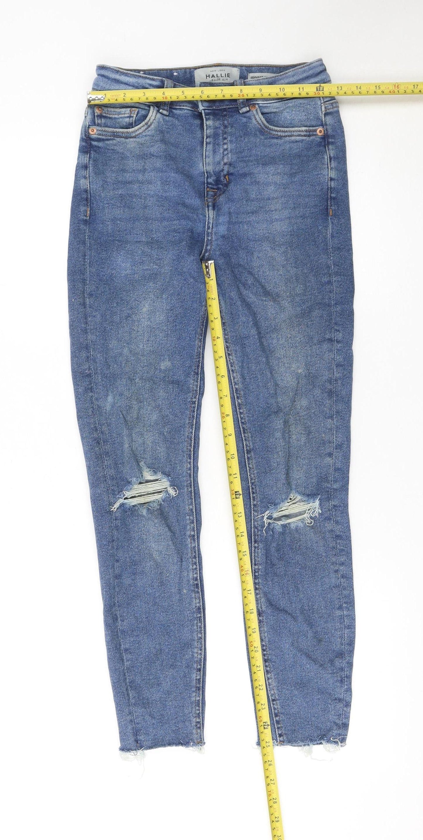 New Look Women Blue Skinny Distressed Hallie Jeans Size 8