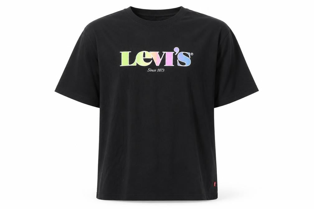 Front view of Levi's Men's Black Relaxed Fit Logo T-Shirt, size M