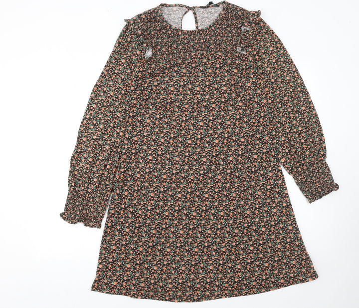 Peacocks Women’s Multicoloured Floral Shift Dress Size 12 Long Sleeve
