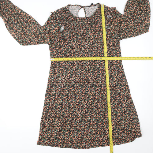Peacocks Women’s Multicoloured Floral Shift Dress Size 12 Long Sleeve