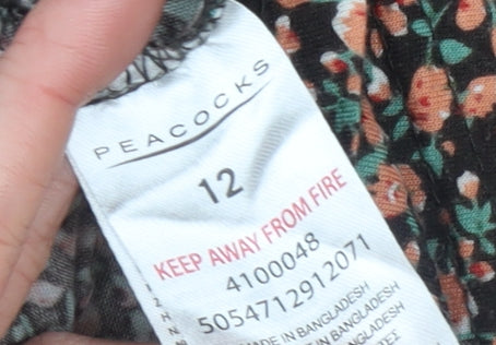 Peacocks Women’s Multicoloured Floral Shift Dress Size 12 Long Sleeve