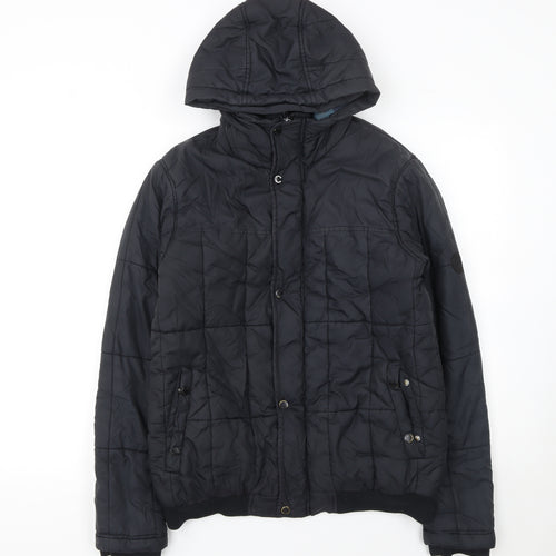 Bench Mens Black Hooded Puffer Jacket Size S Winter Coat
