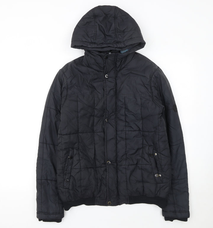 Bench Mens Black Hooded Puffer Jacket Size S Winter Coat