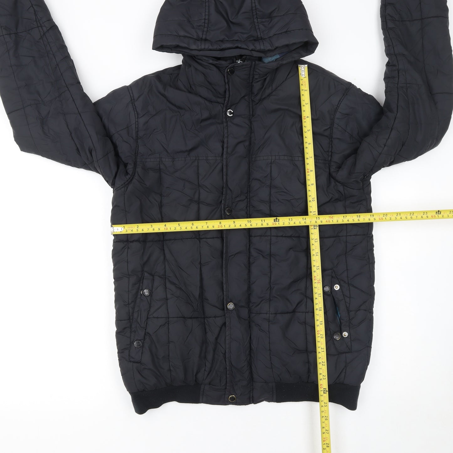 Bench Mens Black Hooded Puffer Jacket Size S Winter Coat