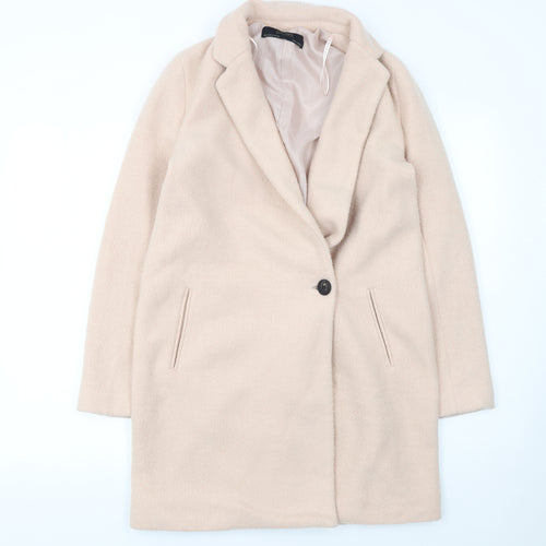 Zara Basic Womens Beige Wool Blend Mid-Length Coat XS