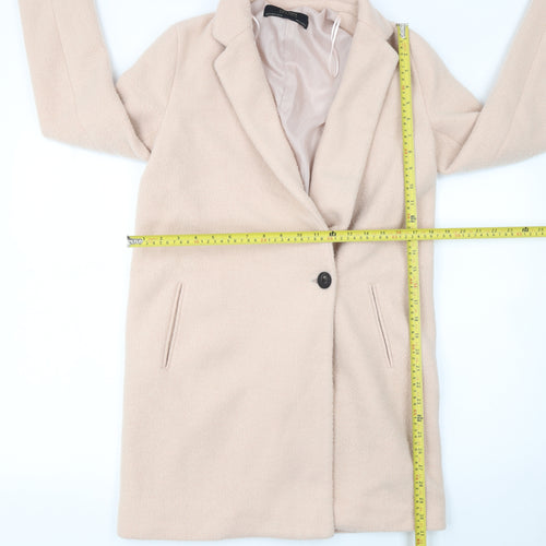 Zara Basic Womens Beige Wool Blend Mid-Length Coat XS