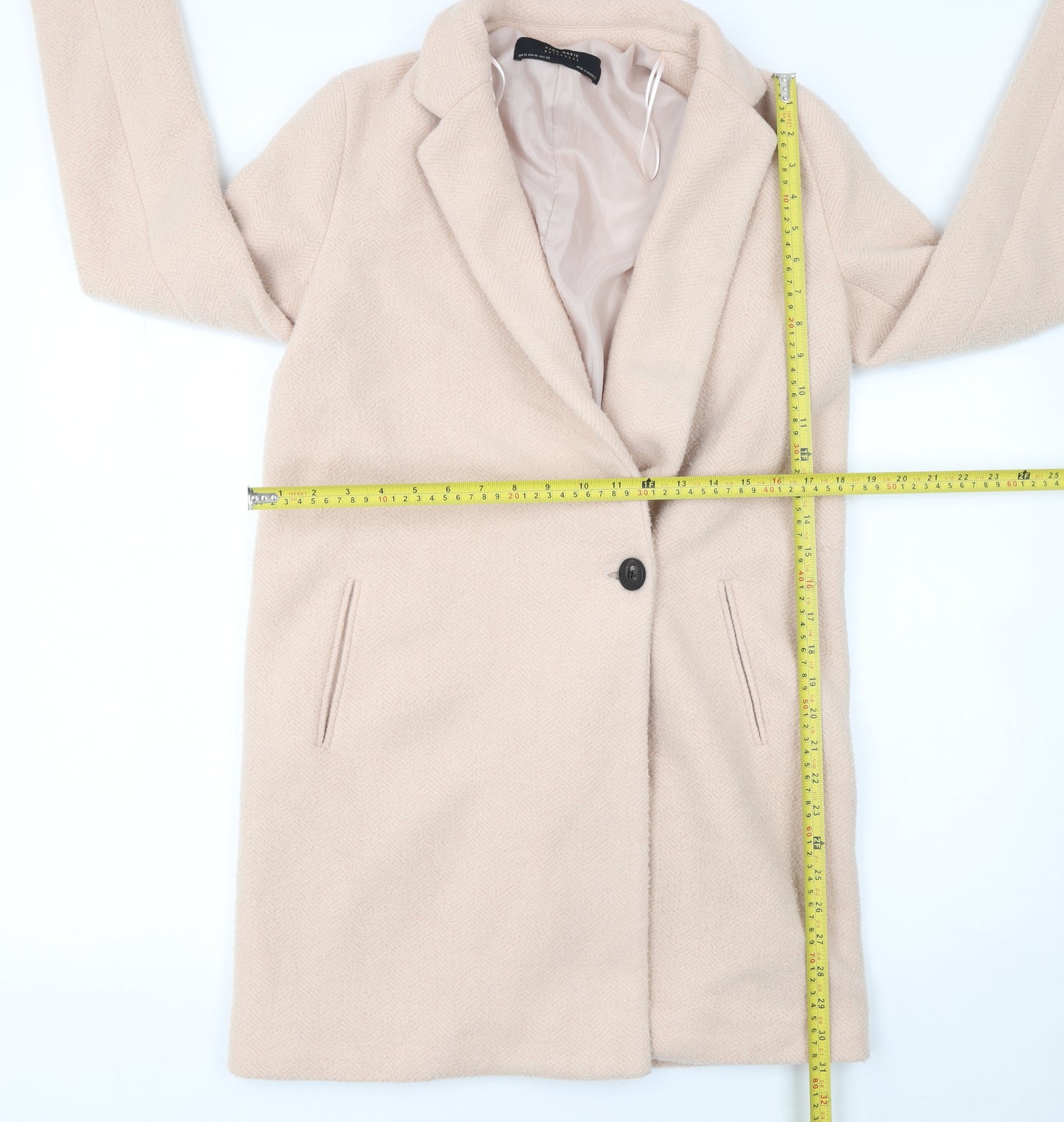 Zara Basic Womens Beige Wool Blend Mid-Length Coat XS