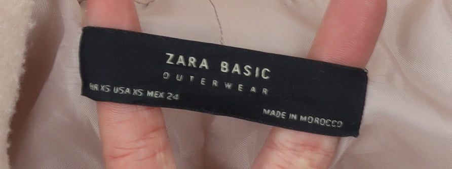 Zara Basic Womens Beige Wool Blend Mid-Length Coat XS