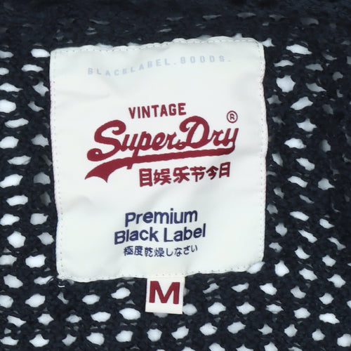 Superdry Women's Black Open-Knit Cardigan M Cotton Blend