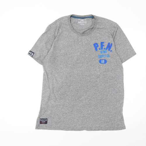 Paraffin Men's Grey 2XL Graphic Cotton Crew Neck T-Shirt