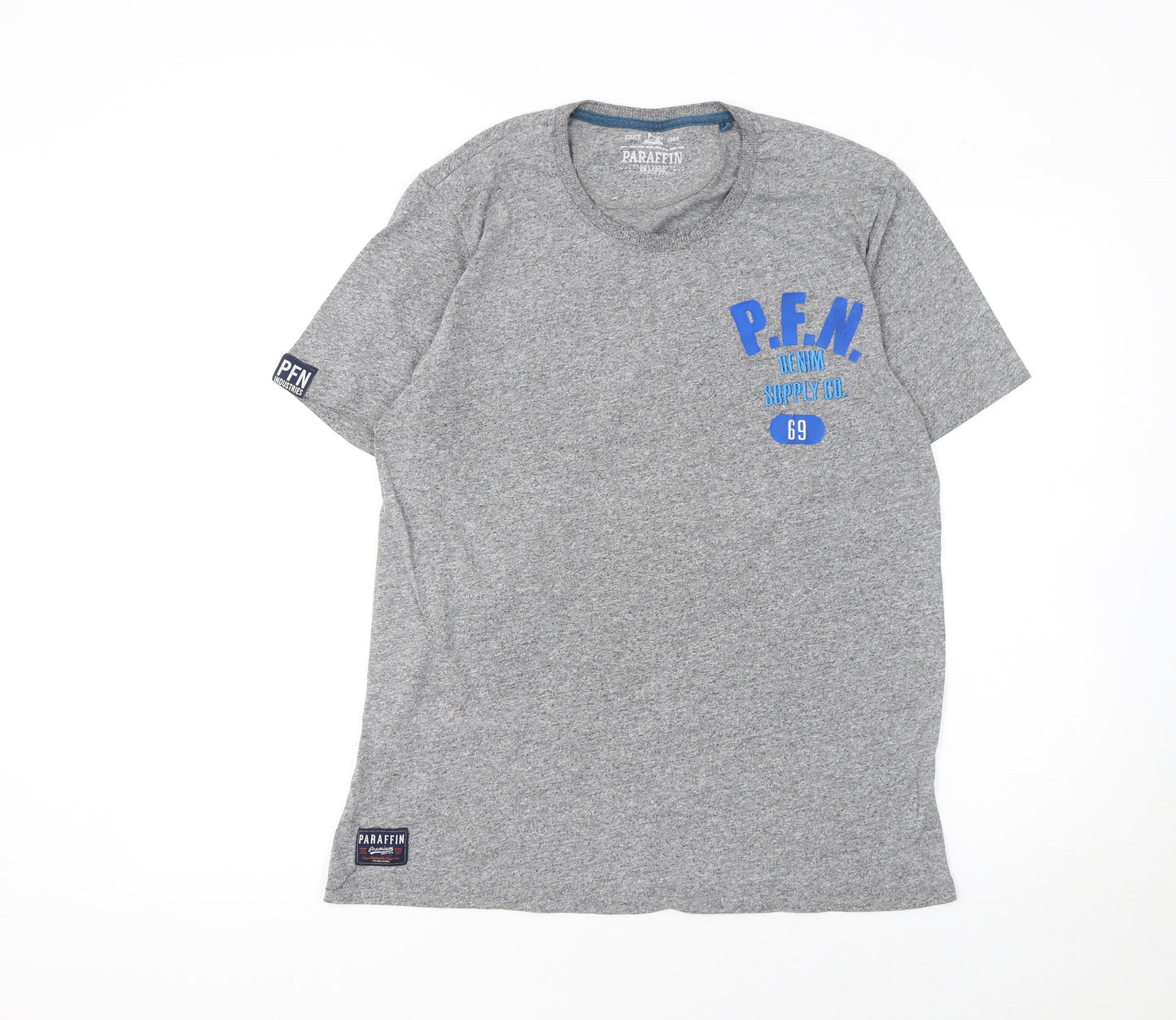 Paraffin Men's Grey 2XL Graphic Cotton Crew Neck T-Shirt