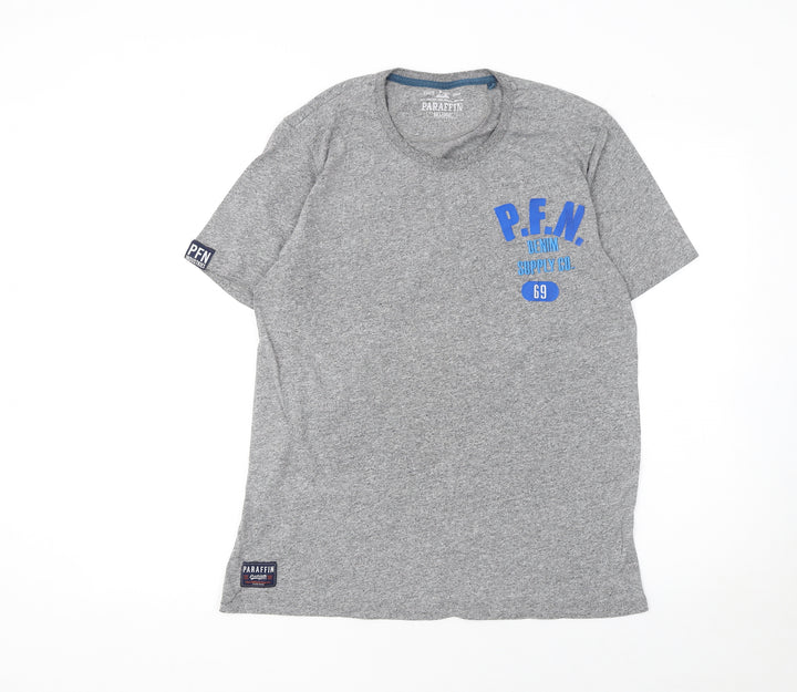 Paraffin Men's Grey 2XL Graphic Cotton Crew Neck T-Shirt