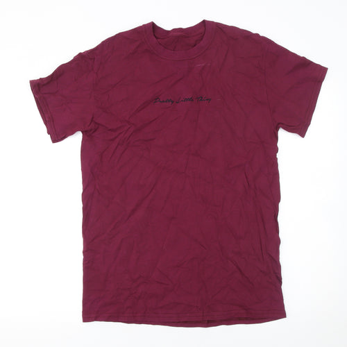 PrettyLittleThing Women's Burgundy Cotton Crew Neck T-Shirt Small