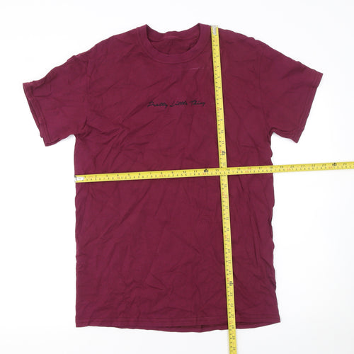 PrettyLittleThing Women's Burgundy Cotton Crew Neck T-Shirt Small