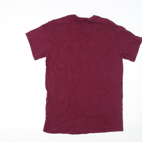 PrettyLittleThing Women's Burgundy Cotton Crew Neck T-Shirt Small