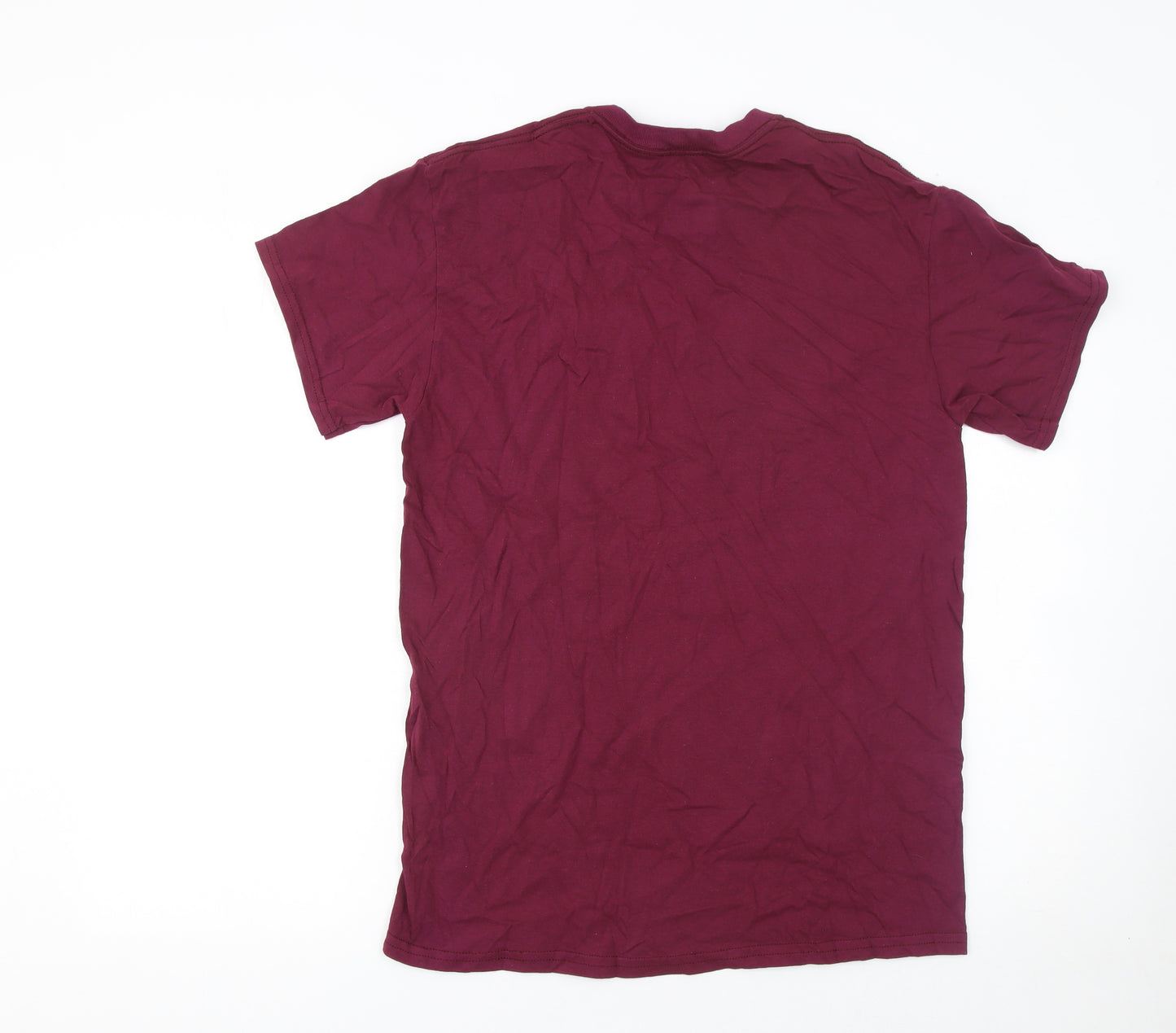 PrettyLittleThing Women's Burgundy Cotton Crew Neck T-Shirt Small