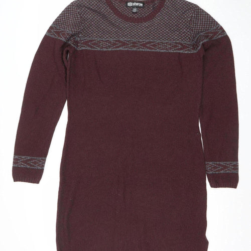 Sherpa Women's Brown Knit Jumper Dress Size M Long Sleeve Wool Blend